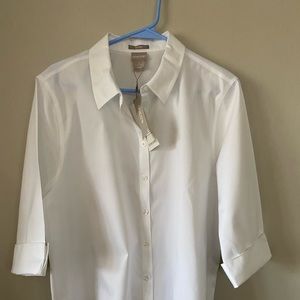 Chico’s No Iron Cotton Tie Front Shirt